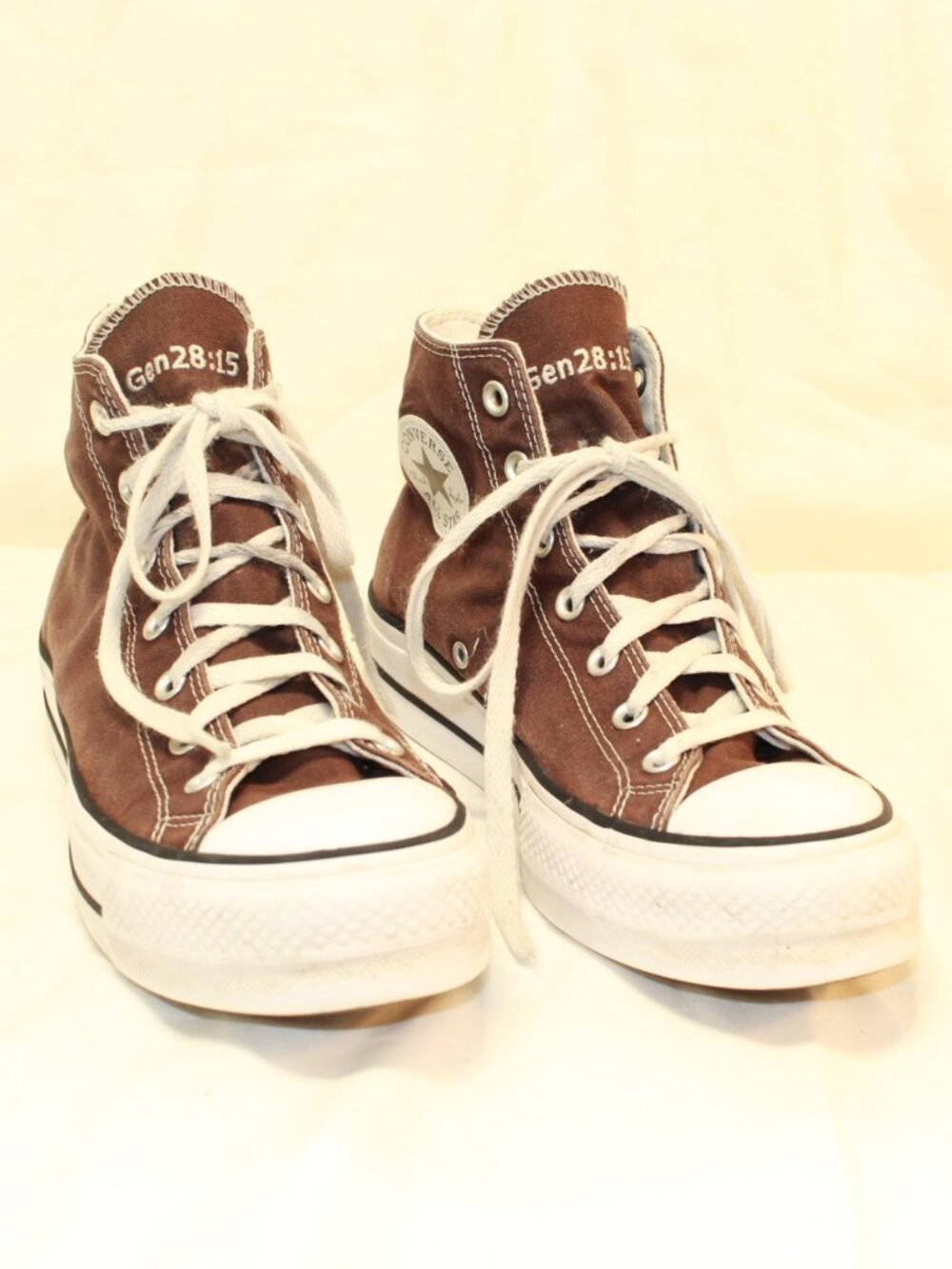Converse Chuck Taylor Size 7.5 Brown Lift GEN28:15 Embroidered High Top Sneakers
